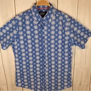 Monument Blue Snowflake Christmas Pattern 100% Cotton Button Down Shirt Size XL